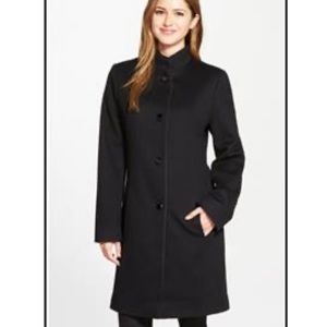 Fleurette Piped Wool & Cashmere Stand Collar Coat